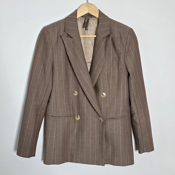 Anthropologie Jackets & Blazers - Anthropologie the Rue Oversized Brown Pinstripe Double-Breasted Blazer Size XXS